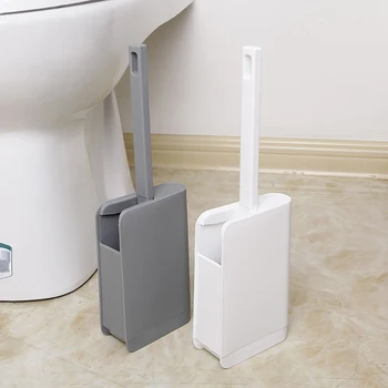 

Curved Toilet Brush Two-Color Long Handle Soft Hair Toilet Brush Bathroom Floor Toilet Plastic Cleaning Brush