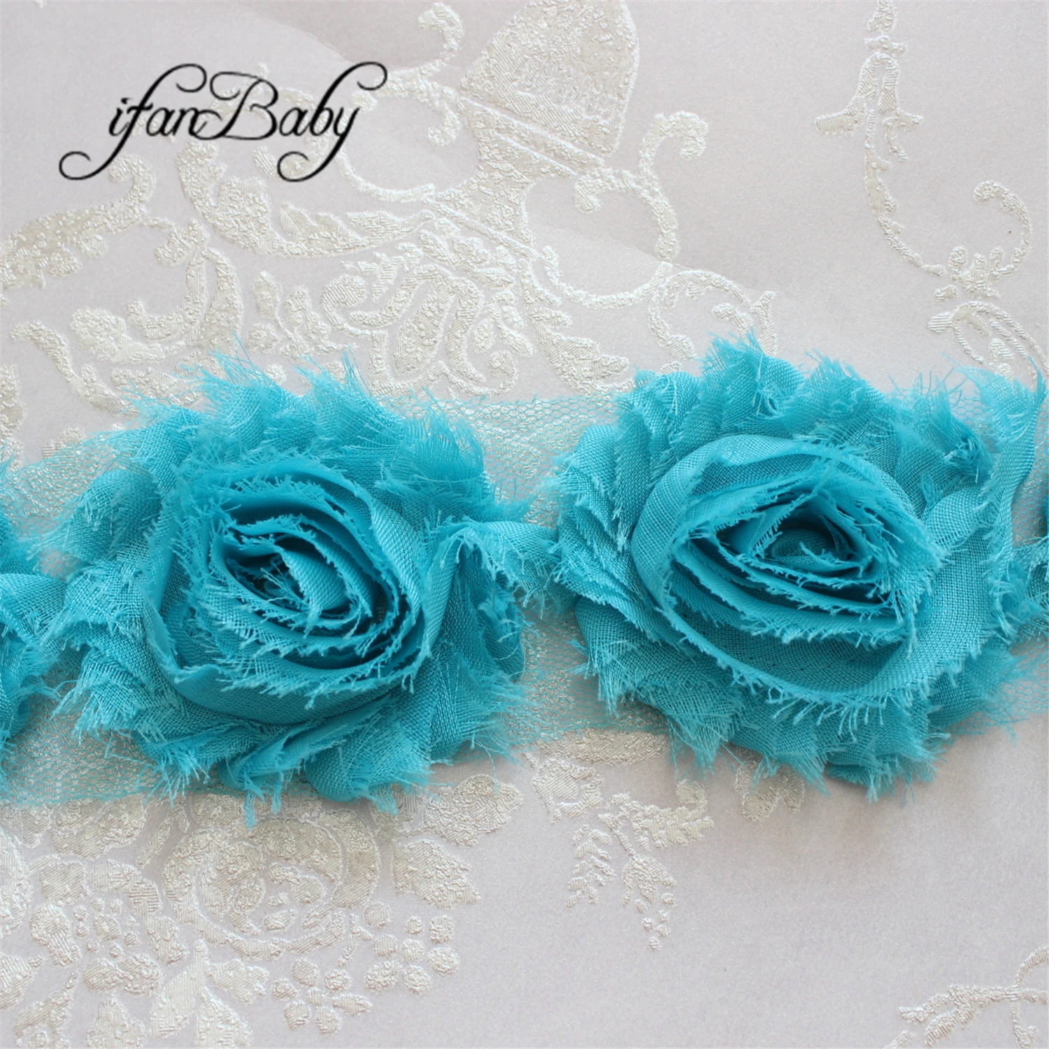 Haarschmuck aus Stoff, Chiffon, Rosenblüten, 2,5 Zoll, schäbige, ausgefranste Blumen – Detail 33