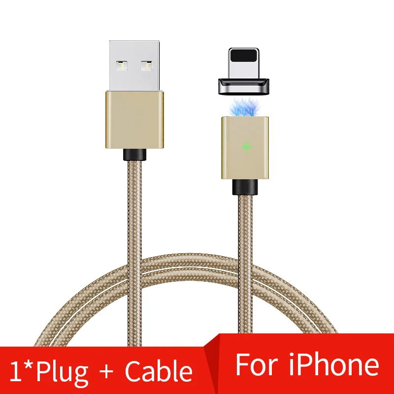 Gold for iphone OLAF Magnetic Micro USB Cable For iPhone Samsung Type-C Fast Charging Magnet Cable Charger Adapter USB Type C Mobile Phone Cable - Цвет: Gold for iphone