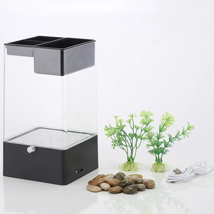 

Self-cleaning Fish Tank Small Aquarium Office Household Desktop Creative Small Lazy Fish Tank Water-free Delivery Interior