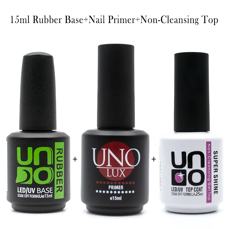 

Unonail Gel Varnishes Semi-permanent uv Primer For Nails Art Gel lak Set Rubber Base and Tempered Top Coat Kit Gel Nail Polish