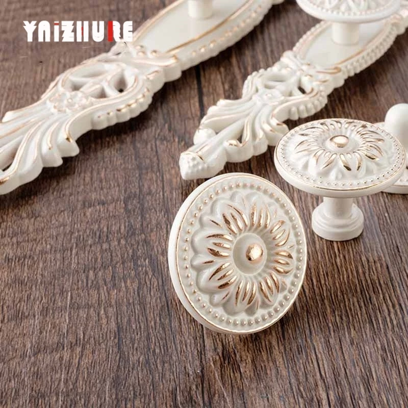 2pcs European Style Kitchen Cabine Knobs And Handles Furniture Drawer Door White Dresser Wardrobe Pulls Hardware
