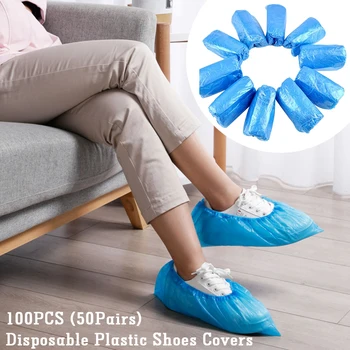 

Dropshipping100Pcs Plastic Waterproof Disposable Shoe Covers Rainy Day Carpet Floor Protector Thick Cleaning Shoe Cover