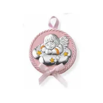 

Round medallion for cradle with pink bilaminate Silver