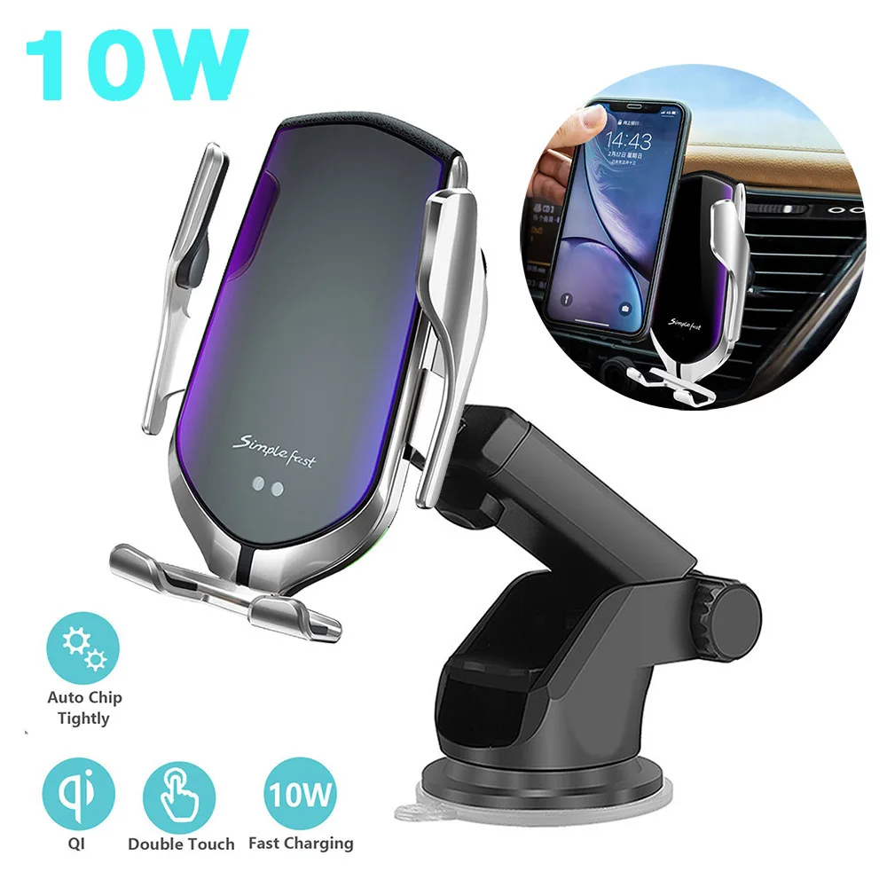 R1 Car Phone Holder Wireless R2 Car Charger Infrared Auto Clamp Mount Qi Quick Fast Mobile Phone Charger for iP11 pro Max
