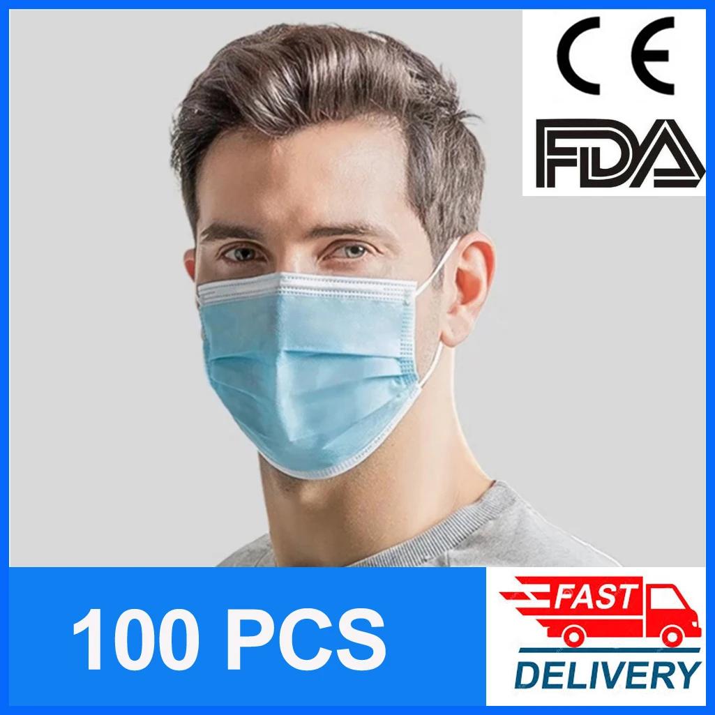 

Disposable 3 Layers Anti Dust Mouth Mask Blue Face Mask DROPSHIPPING Mascara Masque Maska
