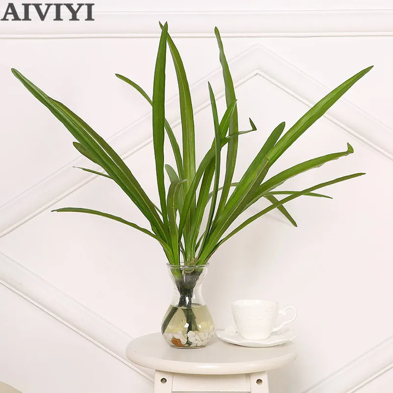 Искусственные зеленые листья шелк cymbidium лист Имитация Поддельные растения Цветок Аксессуары Свадебные DIY украшения для дома и офиса стол