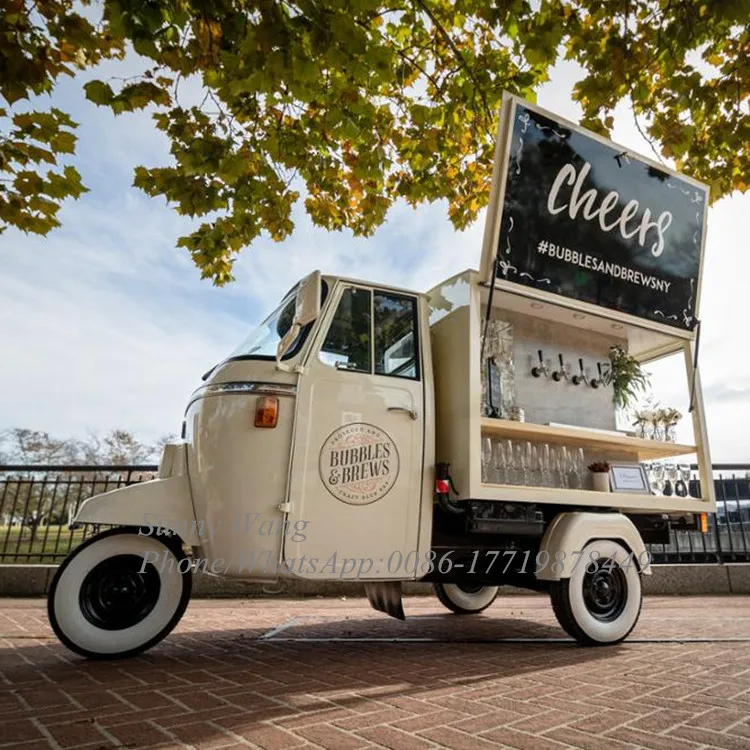 Retro Piaggio Ape Truck Kitchen Outdoor Mobile Snack Fast Food Carrello/Camion/Rimorchio Carrello Gelato