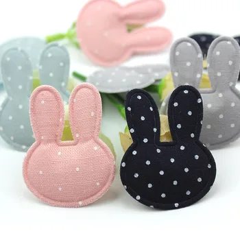 

40Pcs 3.4*4.4cm Dot Rabbit head Padded Appliques for Baby's crafts hair Clip Handmade Headwear Decoration Accessories wholesale