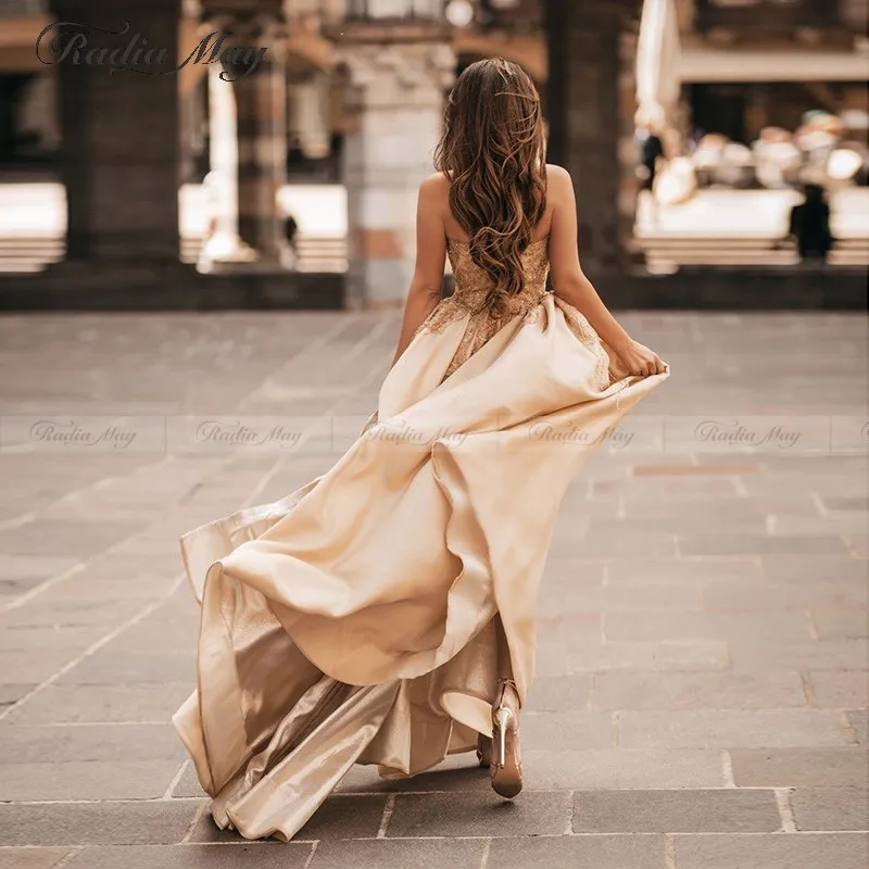 Шампанское золото Бисер кисточкой длинный арабское вечернее платье с разрезом Милая Сексуальная платья для помолвки Дубай торжественные платья для выпускного