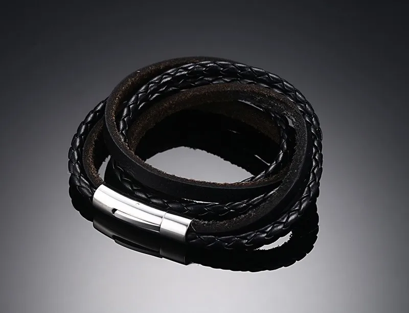 FXM black leather bangle manbracelet new arrival fashion jewelry most popular bracelet for women birthday gift have three