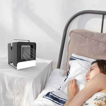 

Hot Portable Mini USB Air Conditioner Fan Desktop Air Cooler Office Dormitory Cooling Mobile Fan with LED Lights