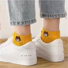 10 пар носков с медведем в Корейском стиле однотонные носки с медведем 10 цветов повседневные спортивные носки из полиэстера с низким голенищем