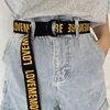 Women Men Casual Belt Canvas Letter D Ring Buckle Long Waist Strap Punk Black White Trouser Belts Female Harajuku Waistband 1