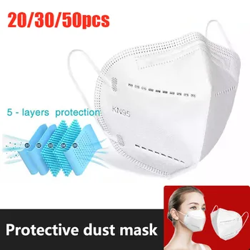 

30-50PCS FPP2 Face Mask KN95 Mask Reuseable Dustproof Protective Mascarillas 95% Filtration Anti-fog Breathable Mouth Masks