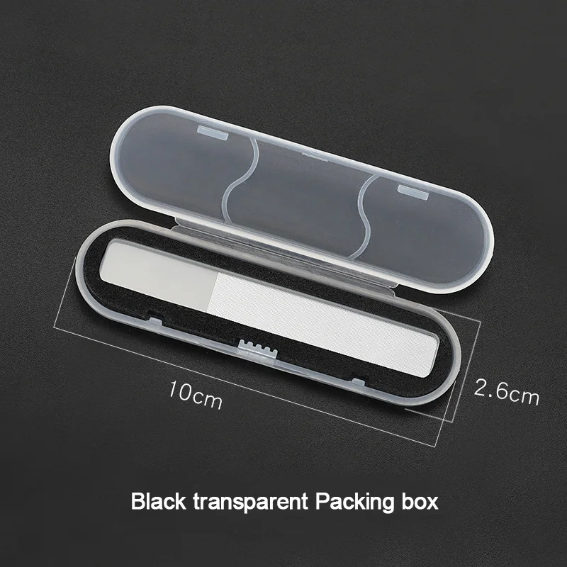 Black Packing box ANGNYA 1Pcs Professional Nano Glass Nail File Transparent Buffer Block Shiner Manicure Sanding Polishing Grinding Nail Art Tools - Цвет: Black Packing box