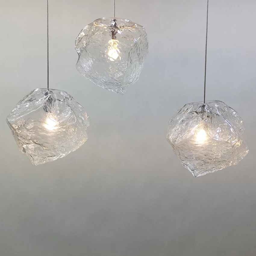 Nordic Ice cube glass suspension luminaire modern creative clear G4 led dinning lamp bar restaurant hanging light fixture | Лампы и