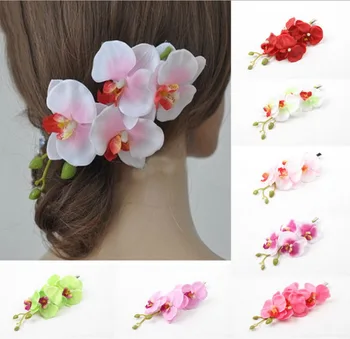 

DHL 200pcs Butterfly Orchid Hair Clip Artificial Flower Girls Trendy Hair Pin Party Vacation Fashion Hair Pin