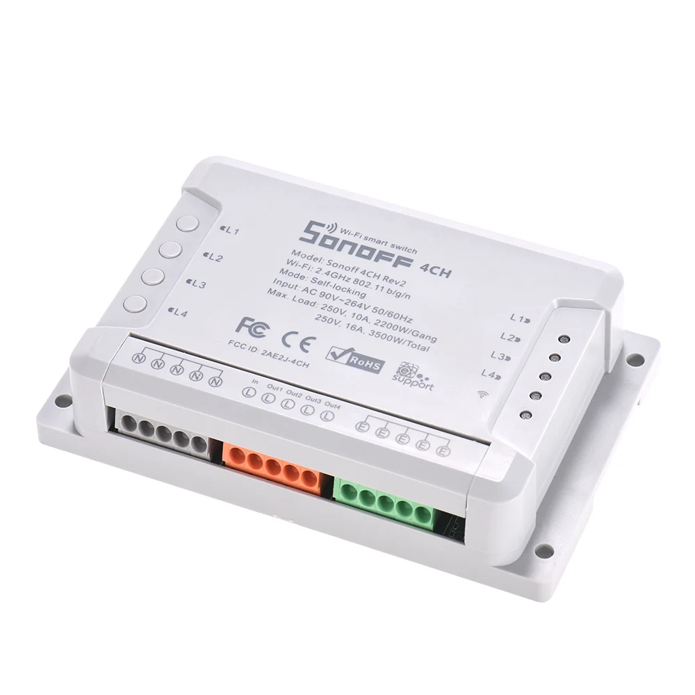 Sonoff 4CH R2 Wifi светильник смарт-коммутатор 4 банды 4 канала электронный переключатель iOS Android приложение Управление работает с Google Alexa Home