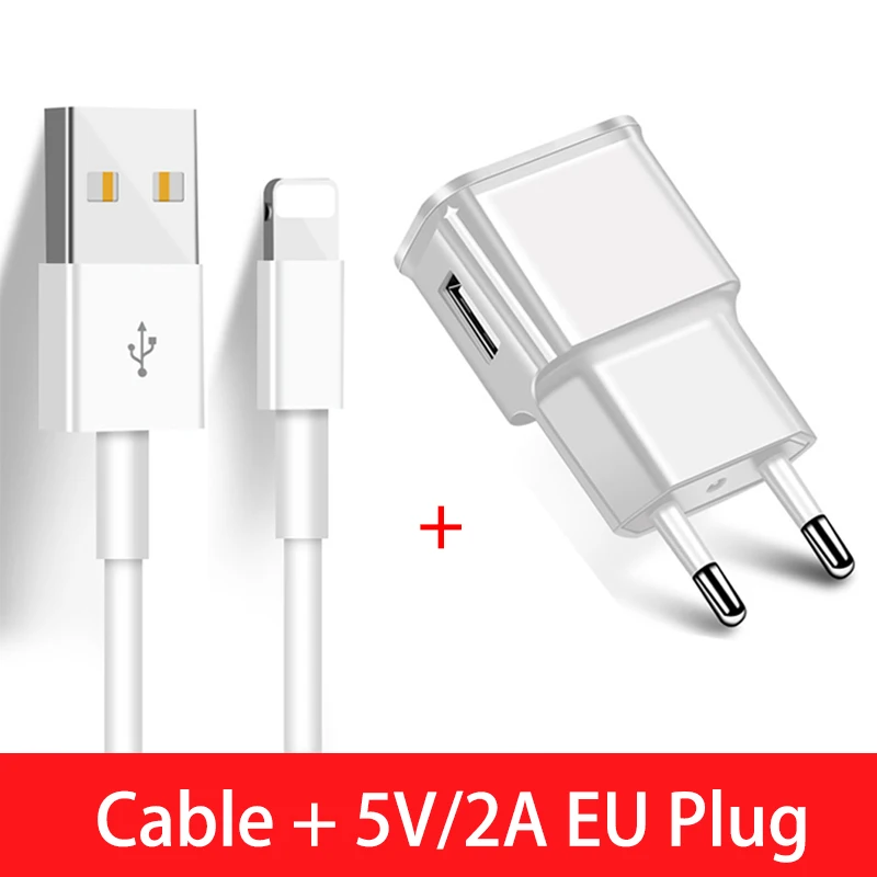 USB кабель для передачи данных 2.1A быстрое зарядное устройство зарядный кабель для iPhone 5S X 8 7 6s 5 se для iPhone кабель для iPad 5 V/2A 5 V/1A EU US Plug