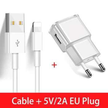 

Data USB Cable 2.1A Fast Charger Charging Cable for iPhone 5s X 8 7 6s 5 se for iPhone Cable for iPad 5V/2A 5V/1A EU US Plug