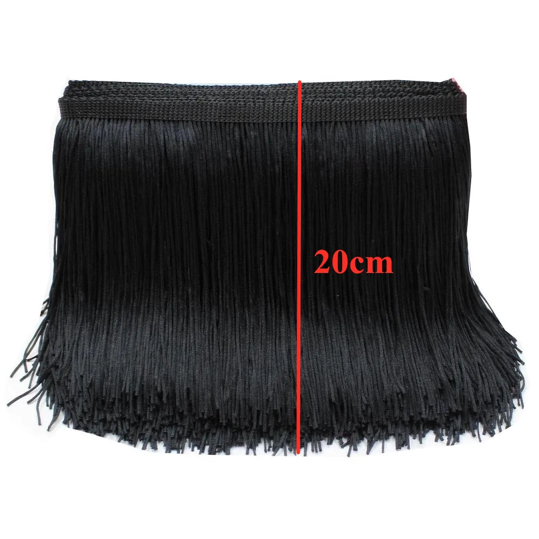 10 Meters Double Band Fringe Tassel Thicker Latin Dance Skirt Stage Samba Trimming 20cm Long