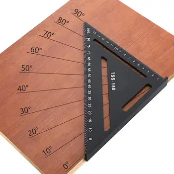 

150/300mm Aluminum Alloy Straight Triangular Ruler Carpentry Auxiliary Tool Thickened Double-sided Woodworking Protractor