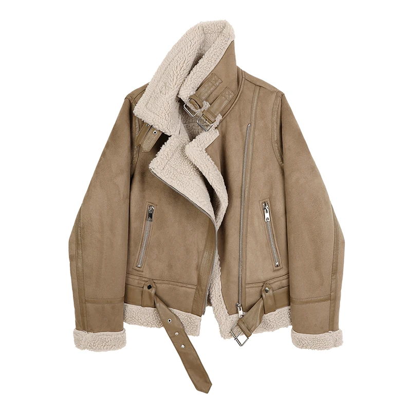 Новинка 2021 зимние женские толстые теплые винтажные замшевые байкерские куртки
