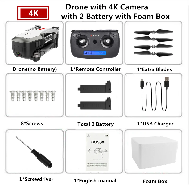 W2 4K 2B Foam Box SG906 RC gps Дрон 4K Квадрокоптер с камерой 5G wifi бесщеточный Квадрокоптер складной Дрон с камерой HD VS SJRC F11 PRO Дрон - Цвет: W2 4K 2B Foam Box