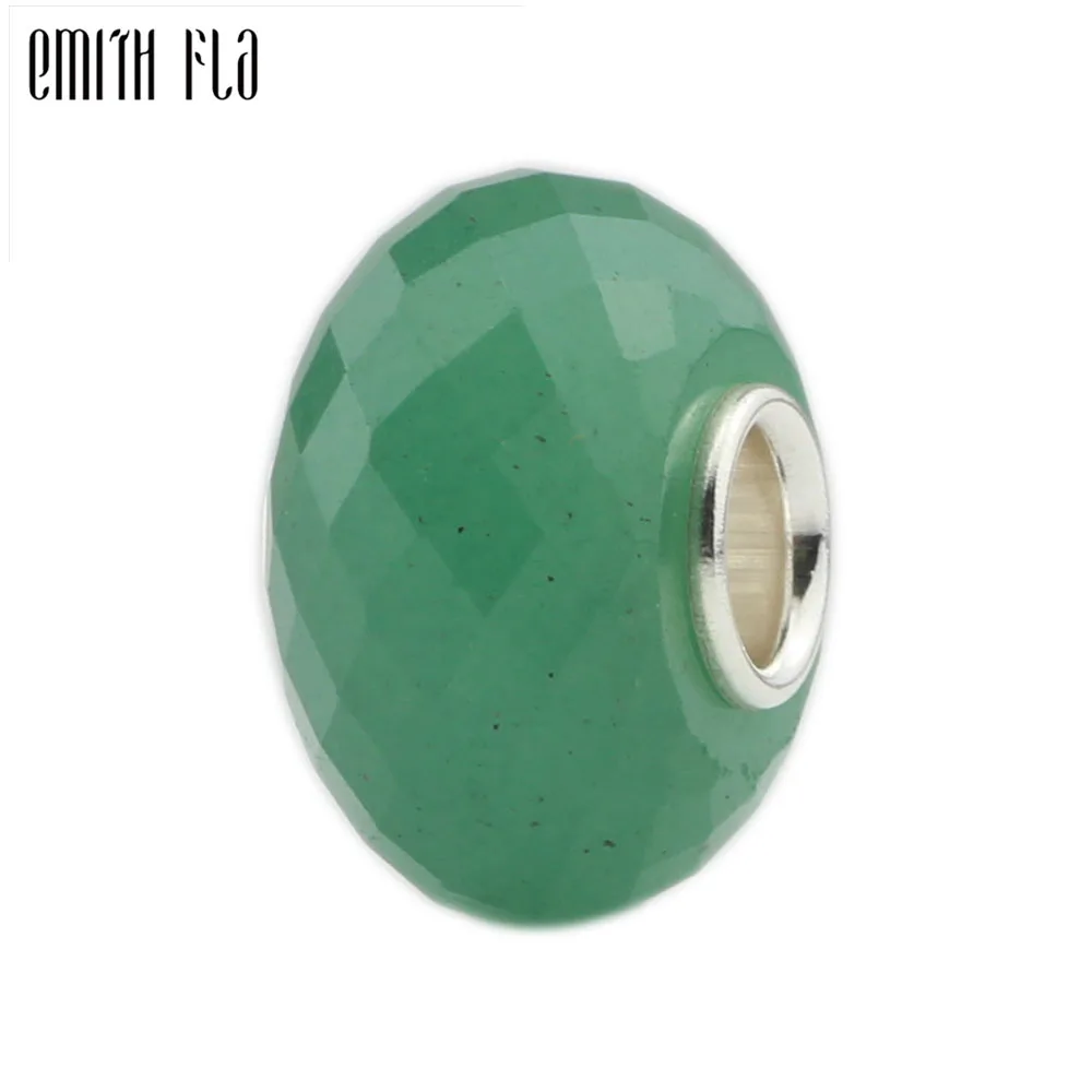 

Green Natural Stone Beads Authentic 925 Sterling Silver Fit European Charm Bracelets Fashion Round Beads For Jewelry Making