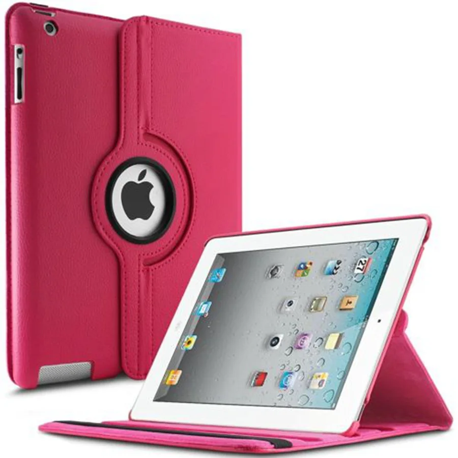 Вращающийся из искусственной кожи чехол для IPad A1395 A1396 A1416 A1430 A1458 A1460 смарт планшетный защитный чехол для IPad 2, 3, 4 Funda Capa - Цвет: rose