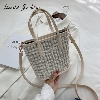 

Multicolour Woolen Thread Bucket Bags For Women 2020 Winter Small Shoulder Handbags Female Travel Lady Fashion Branded Hand Bag
