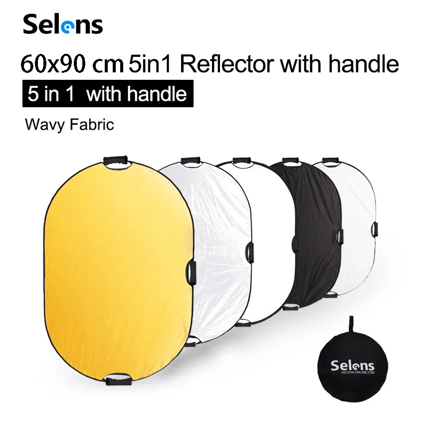 Collapsible for Photography Photo Studio Lighting & Outdoor Lighting Selens Portable 5-in-1 48x72 Inch Large Oval Reflector with Handle 