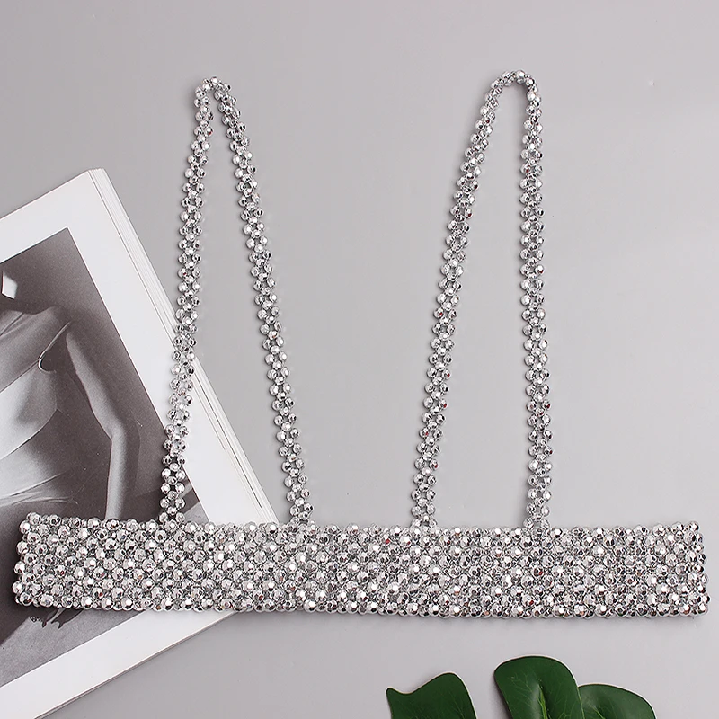 

Women Blingbling Beading Harajuku Vest Garters Pearl Waistband Women Bondage Cage Bead Harness Waist Belt Straps Suspenders Belt