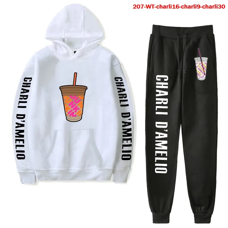 

Charli D'Amelio Casual Autumn Winter Two Piece Set for Women Tracksuit Harajuku Hooded Sweatshirt Long Pant 2020 Outfits Femme