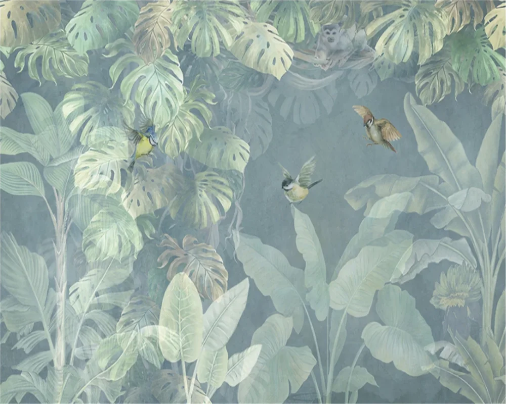 Mural Personalizado Plantas Tropicais tv Background Pintura 3d Adesivos mural personalizado plantas tropicais tv background pintura 3d adesivos 02