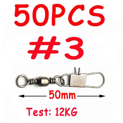 50pcs size 3 50 шт. 12 размеров соленой воды Fising Rigs Разъем аксессуары сплав Медный бочонок поворотный кран с твердым кольцом Блокировка оснастки - Цвет: 50pcs size 3