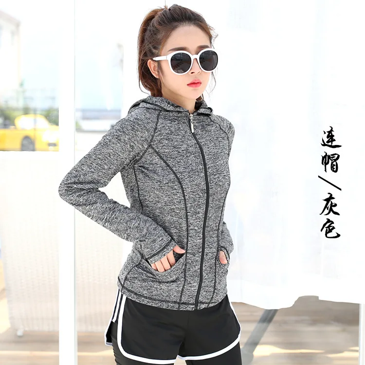 hoodies5 Женские рубашки с капюшоном, на молнии спереди, с длинным рукавом, спортивный топ, Быстросохнущий Спортивный костюм, Женская куртка для бега - Цвет: hoodies5