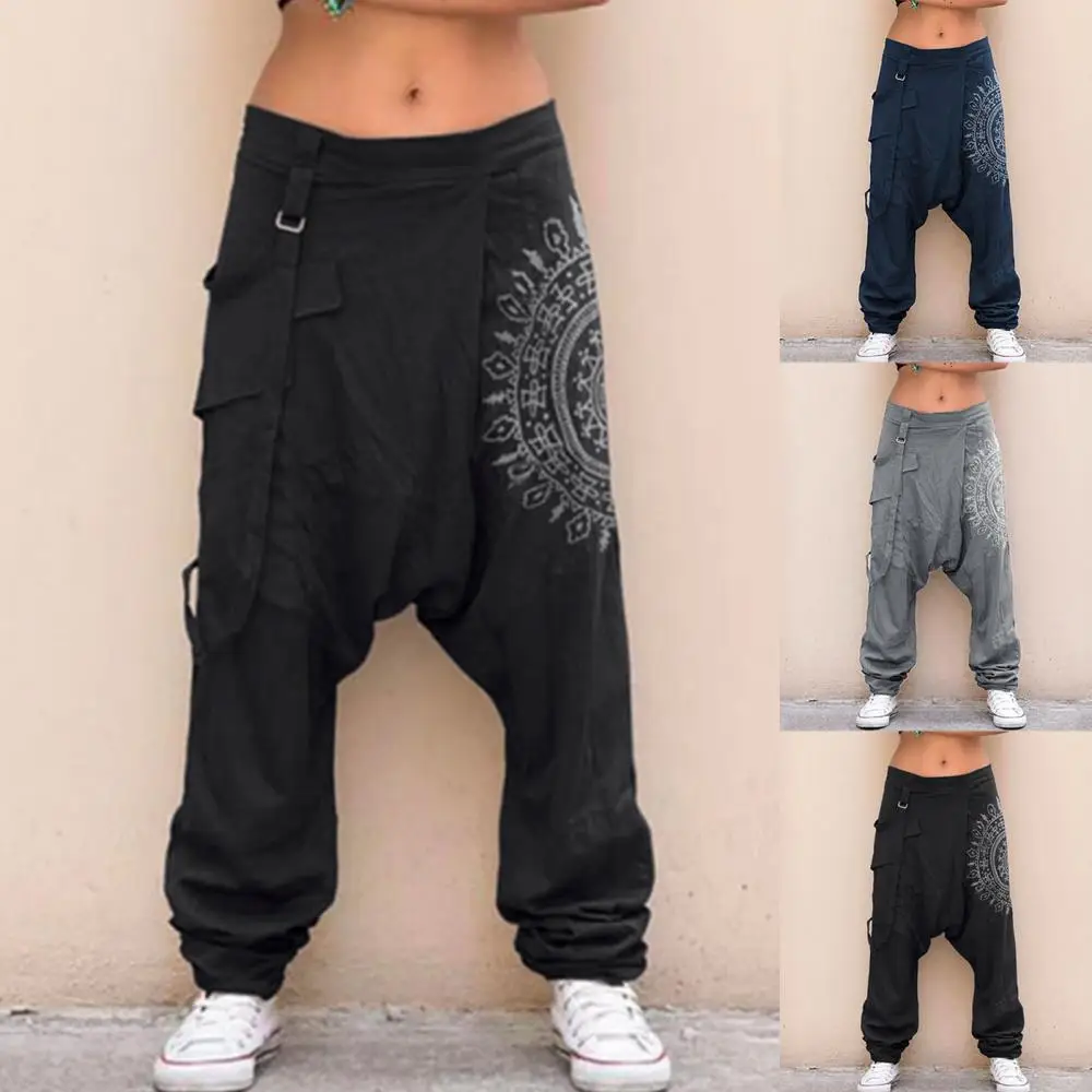 Men Pants Men's Casual Elastic Waist Baggy Trousers