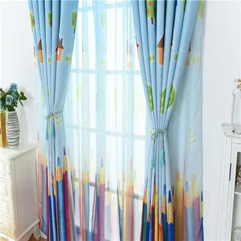 

New Rainbow Pencil Baby Boy Blackout Curtains for Children Room Cortina Para Quarto Living Room Bedroom Curtain Home Decor 1Pcs