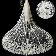 

Gossamer Cathedral Veil Bride Shining Starlight Fabric 3D Three-dimensional Flower Veil
