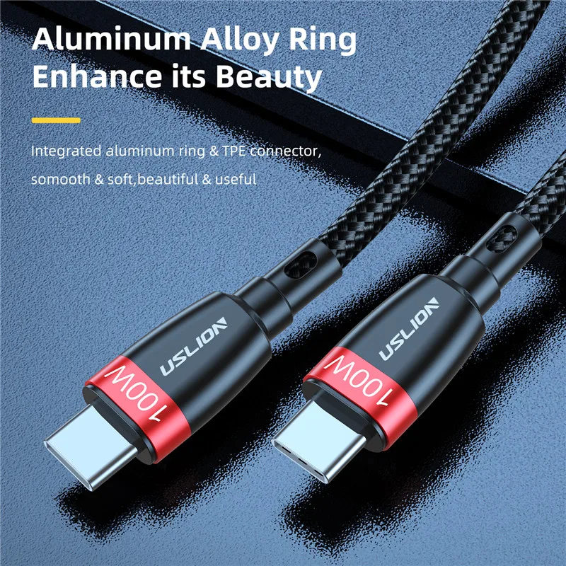 USB кабель USLION PD 100 Вт для быстрой зарядки 2 м Type C Xiaomi Samsung S9 быстрая зарядка 4 0 MacBook Pro