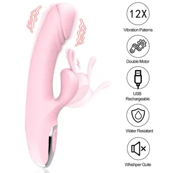 G Spot Rabbit Powerful Vibrator Sex Toys For Woman Clitoris Stimulator Double Penetration Vibrating Dildo Vagina Masturbation 2