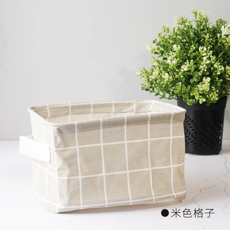 Корейский стиль хранения Брезентовая настольная корзина для хранения, органайзер для косметики, сумка для хранения мусора - Цвет: Бронза