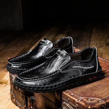 

Plus Size 48 Men Genuine Leather Shoes Casual Men Loafers Shoes Comfortable Quality Men Flats Breathable Men Shoes Moccasins