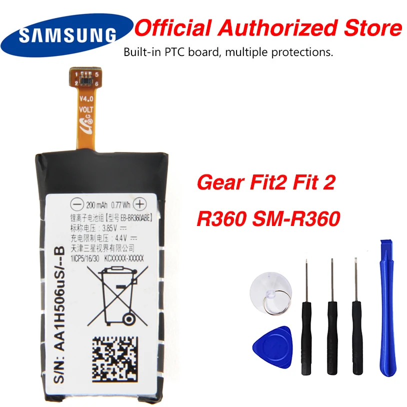 

Original Samsung High EB-BR360ABE Watch Battery For Samsung Gear Fit2 Fit 2 R360 SM-R360 Genuine Battery 200mAh