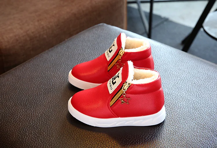Chaussures Enfants/зимние сапоги для мальчиков и девочек; модные детские зимние сапоги; низкие короткие сапоги; детские зимние сапоги; Chaussure Enfant Hiver - Цвет: winter red