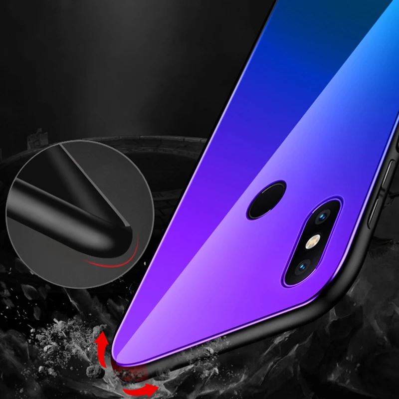 Градиентный чехол из закаленного стекла для Xiaomi mi A2 Lite 9 8 световых чехлов бампер задняя крышка оболочка на xiomi xaomi mi 9t pro mi a2lite