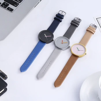

Women Watch Gray Contrast Leather Quartz Watch Women Men Watches Lovers Unisex Casual Ladies Wrist Watch Clock
