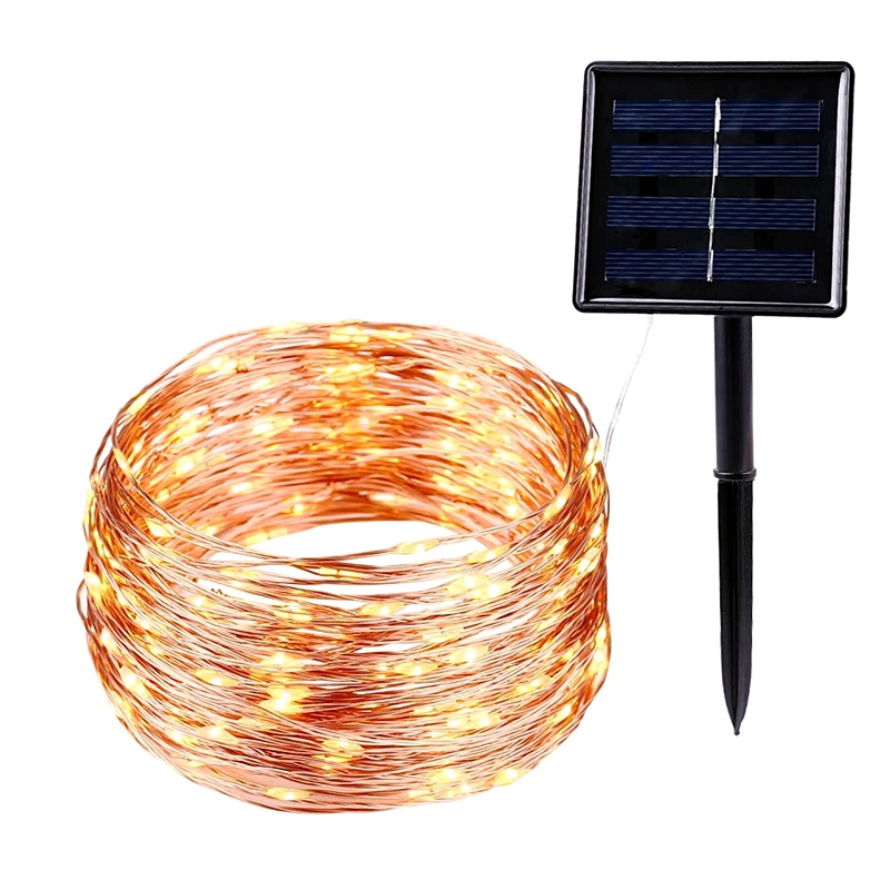 

2019 Solar Copper Silver Wire Waterproof Light String Christmas Decorative Supplie 8 Functions 100/ 200 Lights Energy-saving LED